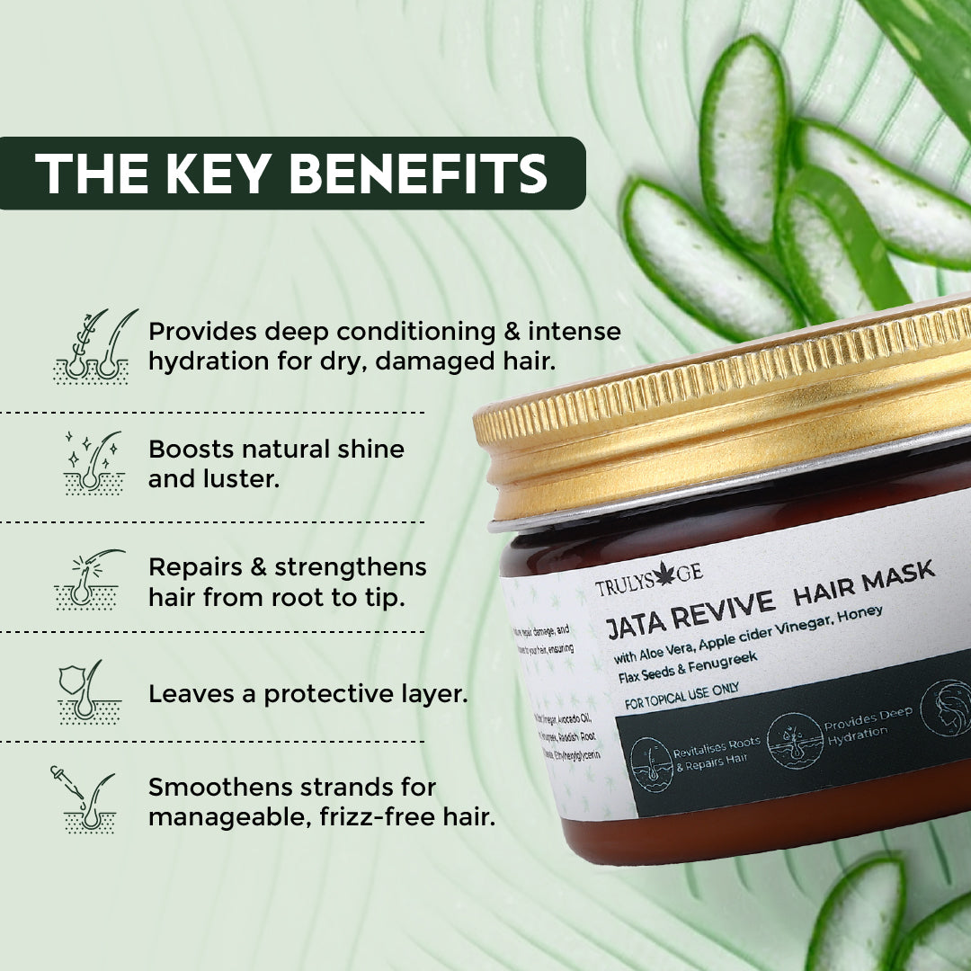 Trulysage Jata Revive Hair Mask | Deep Hydration & Hair Repair | Enriched with Aloe Vera, Flax Seeds & Honey | Controls Frizz & Adds Shine | 200 g