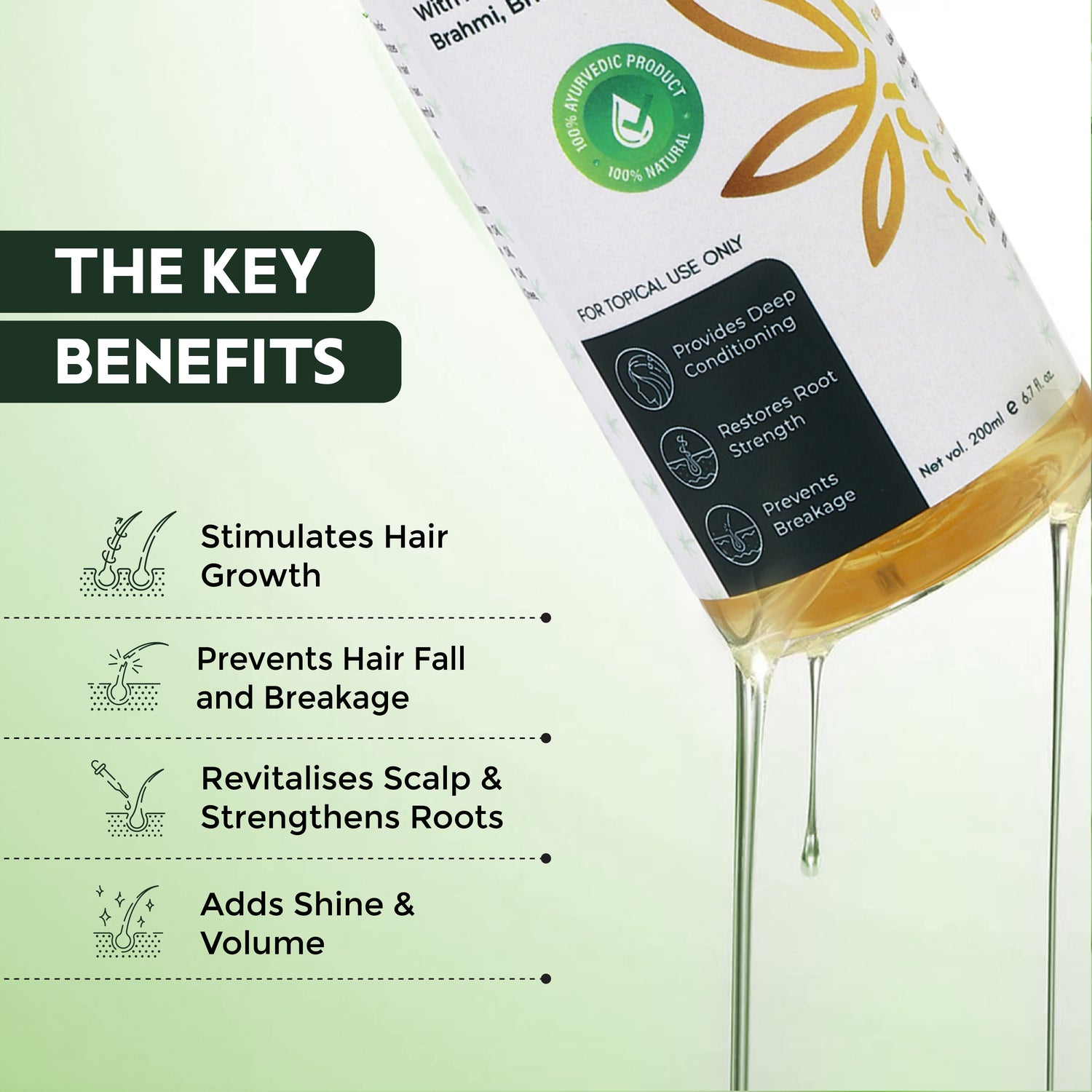 Trulysage Kesh Amrit Taila | Ayurvedic Hair Oil for Hair Growth, Hair Fall Control & Scalp Nourishment | Enriched with Bhringraj, Amla, Neem & Coconut Oil | 200 ml