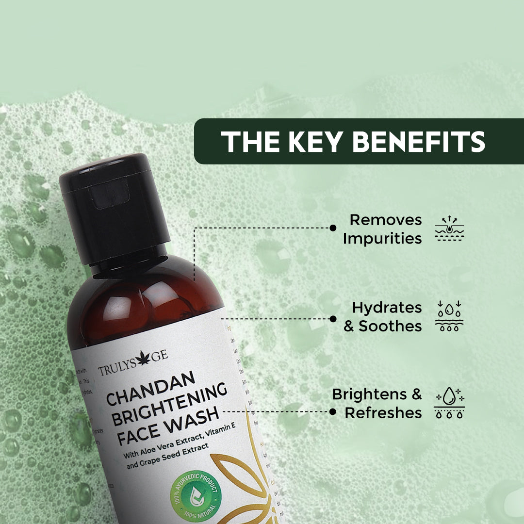 Trulysage Chandan Brightening Face Wash | Sandalwood, Turmeric & Aloe Vera | Removes Dirt & Impurities | Gentle & Hydrating | 100ml