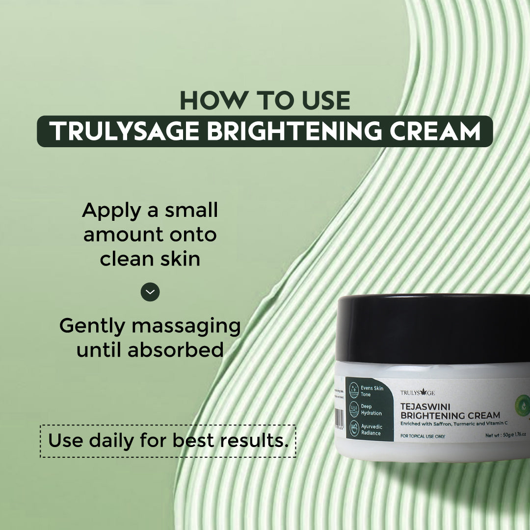 Trulysage Tejaswini Brightening Cream | Saffron, Turmeric & Vitamin C | Reduces Dark Spots & Pigmentation | Deep Hydration & Glow | 50gm