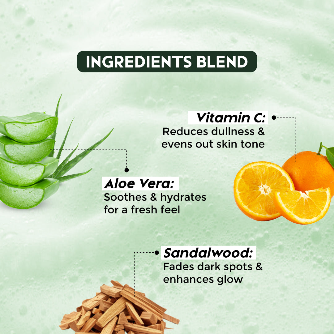 Trulysage Chandan Brightening Face Wash | Sandalwood, Turmeric & Aloe Vera | Removes Dirt & Impurities | Gentle & Hydrating | 100ml