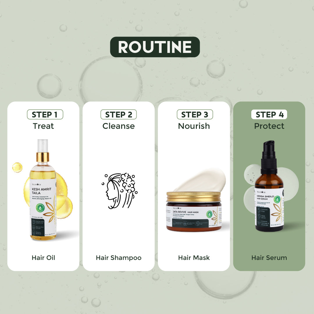 Trulysage Herba Shield Hair Serum | Frizz Control & Shine Enhancer | Enriched with Argan Oil, Avocado Oil & Tea Tree Oil | Lightweight & Non-Greasy Formula | 50 ml