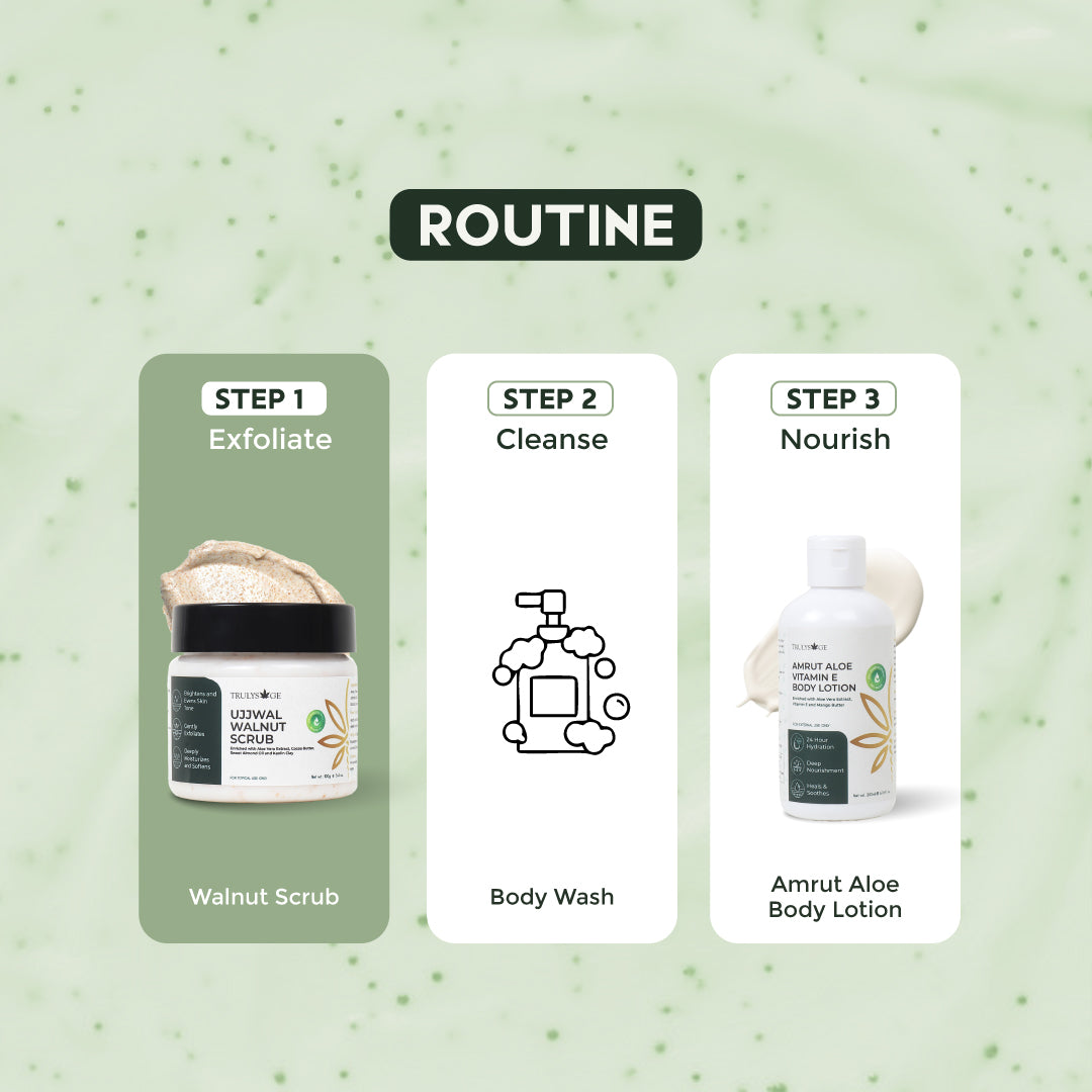 Trulysage Ujjwal Walnut Scrub for Face & Body | Gentle Exfoliation & Skin Brightening | Walnut Beads & Licorice | 100ml