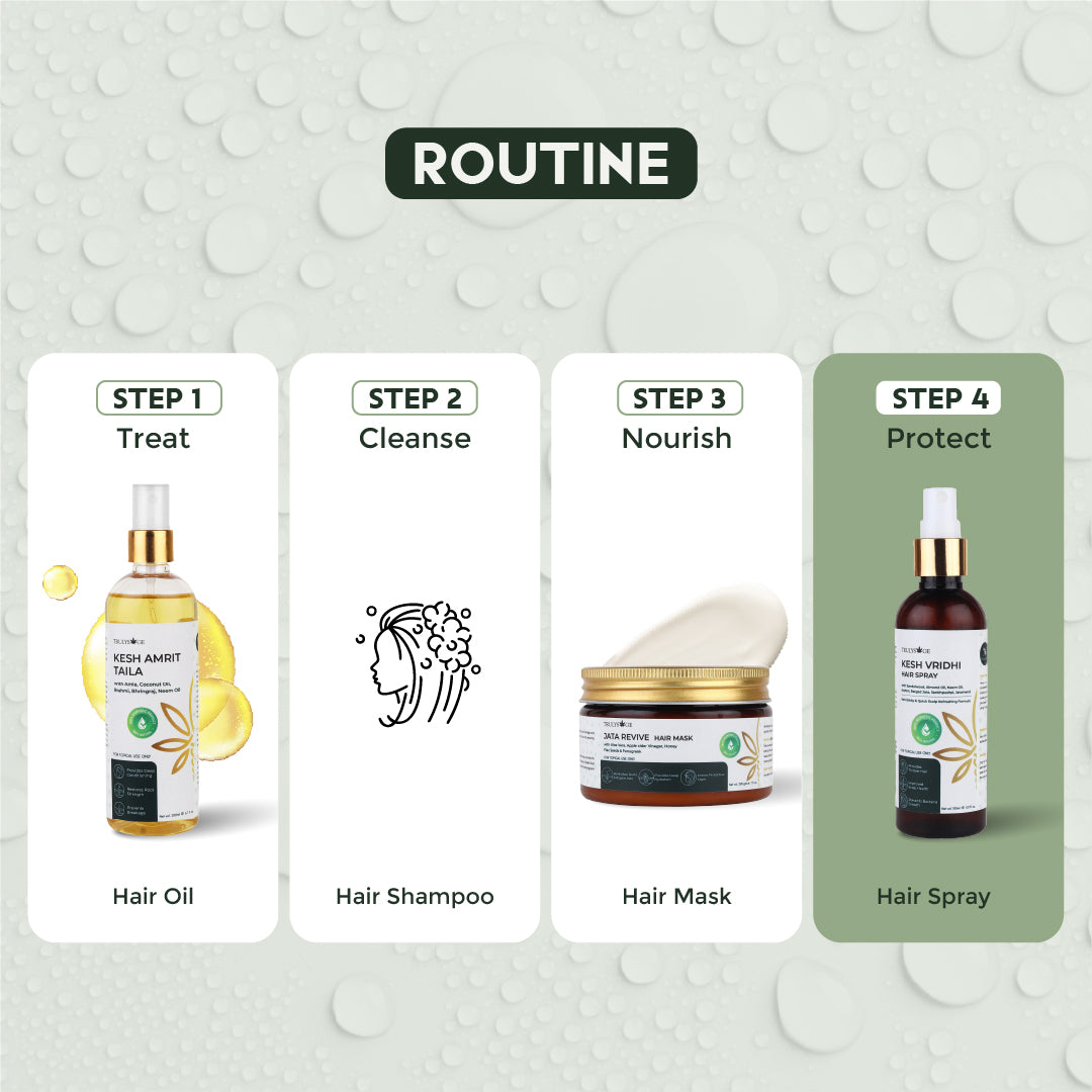 Trulysage Kesh Vridhi Hair Spray | Hair Thickening & Volumizing Spray | Enriched with Sandalwood, Almond Oil & Tulsi | No Stickiness, Lightweight Formula | 100 ml