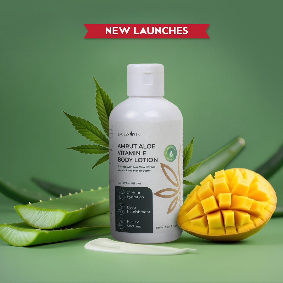 Trulysage Amrut Aloe Vitamin E Body Lotion | 24-Hour Hydration &amp; Skin Repair | Lightweight &amp; Non-Greasy | Aloe Vera &amp; Vitamin E | 200ml