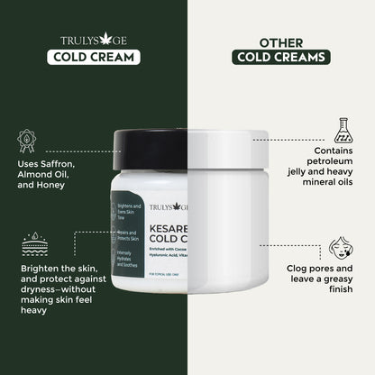Trulysage Kesarbala Cold Cream | Winter Skincare Essential | Deep Moisturization &amp; Skin Repair | Saffron, Almond Oil &amp; Honey | 100ml
