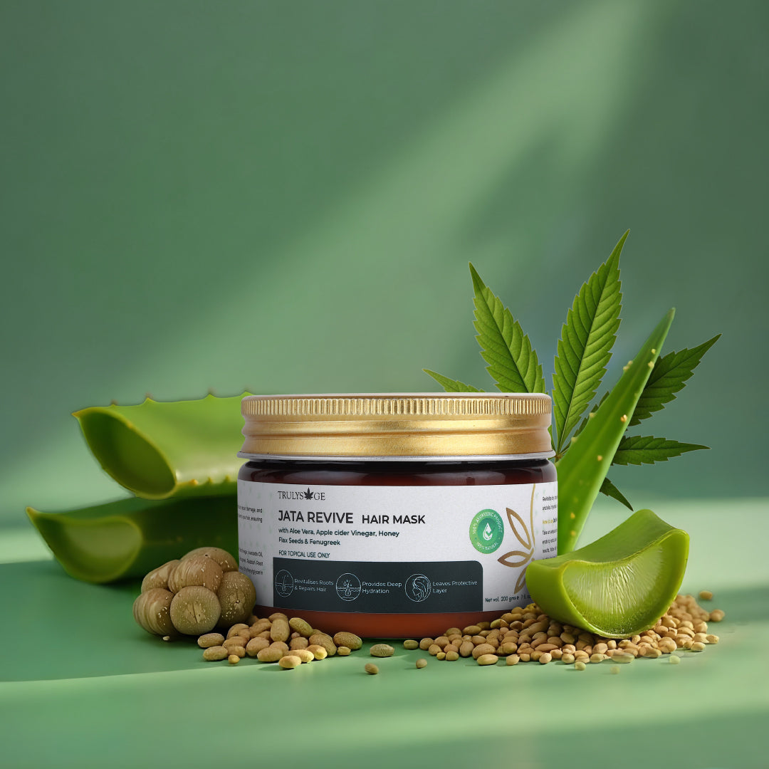 Trulysage Jata Revive Hair Mask | Deep Hydration &amp; Hair Repair | Enriched with Aloe Vera, Flax Seeds &amp; Honey | Controls Frizz &amp; Adds Shine | 200 g