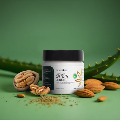 Trulysage Ujjwal Walnut Scrub for Face &amp; Body | Gentle Exfoliation &amp; Skin Brightening | Walnut Beads &amp; Licorice | 100ml