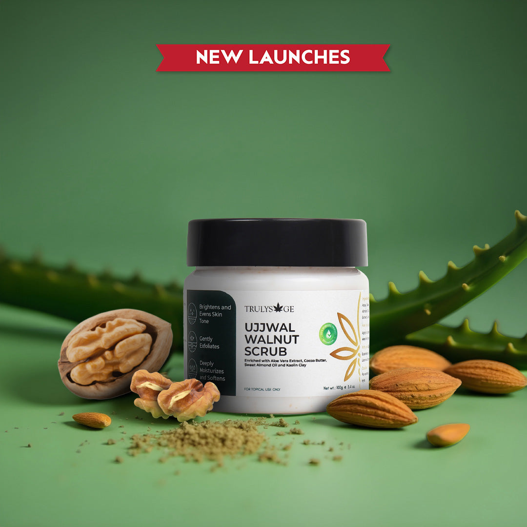 Trulysage Ujjwal Walnut Scrub for Face & Body | Gentle Exfoliation & Skin Brightening | Walnut Beads & Licorice | 100ml