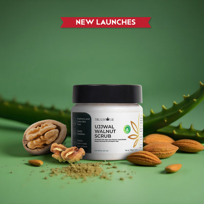 Trulysage Ujjwal Walnut Scrub for Face &amp; Body | Gentle Exfoliation &amp; Skin Brightening | Walnut Beads &amp; Licorice | 100ml